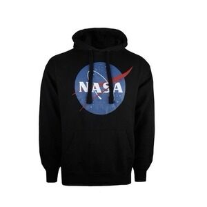 NASA Hoodie Black Pullover Sweatshirt Small Space Logo Graphic Hooded Sweatshirt